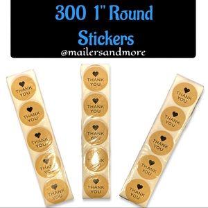 300 Pack of 1" Round Kraft  Thank You Stickers "THANK YOU" PRICE IS FIRM